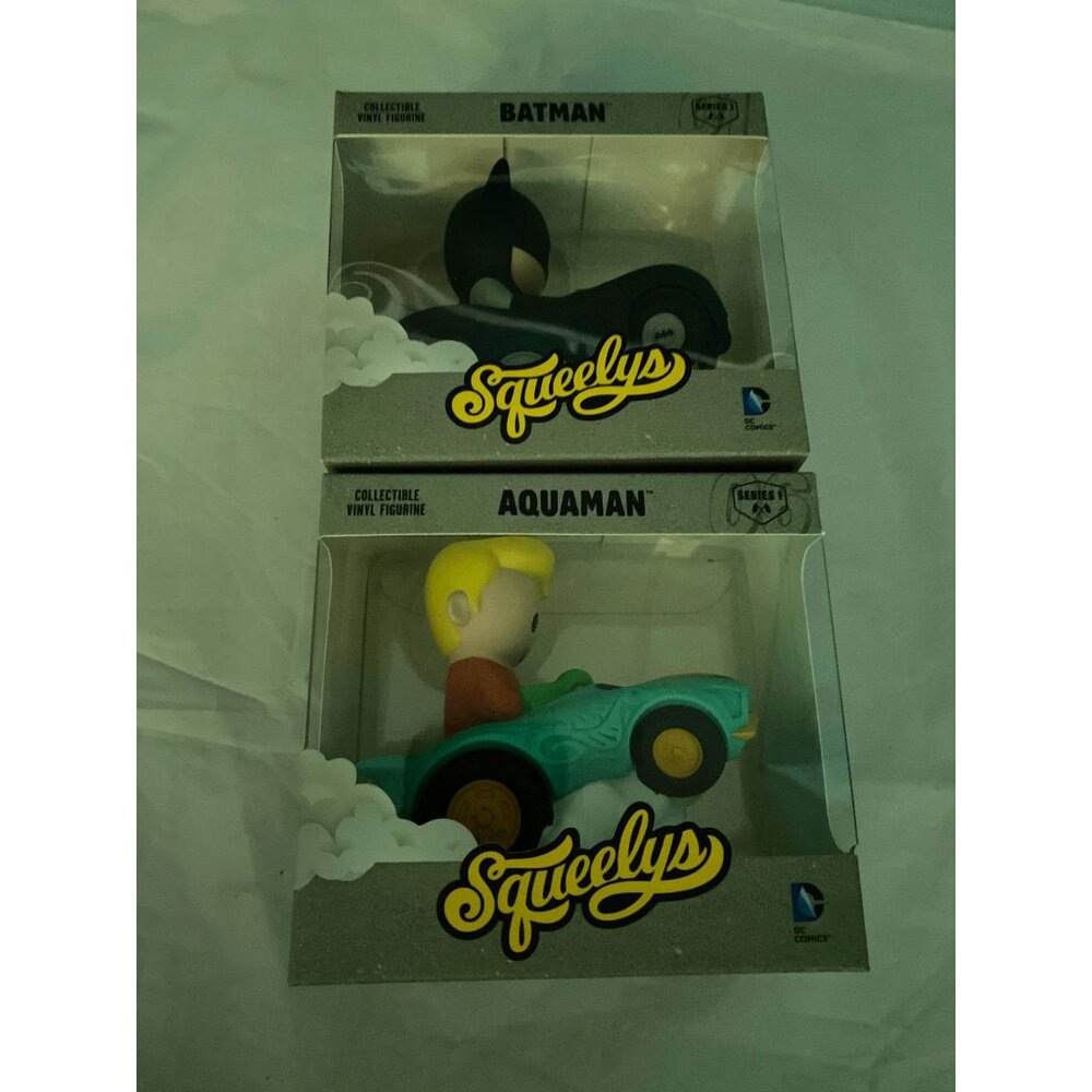 Batman & Aquaman DC Comics Squeelys Series 1 Collectible Rubber Figures In Boxes